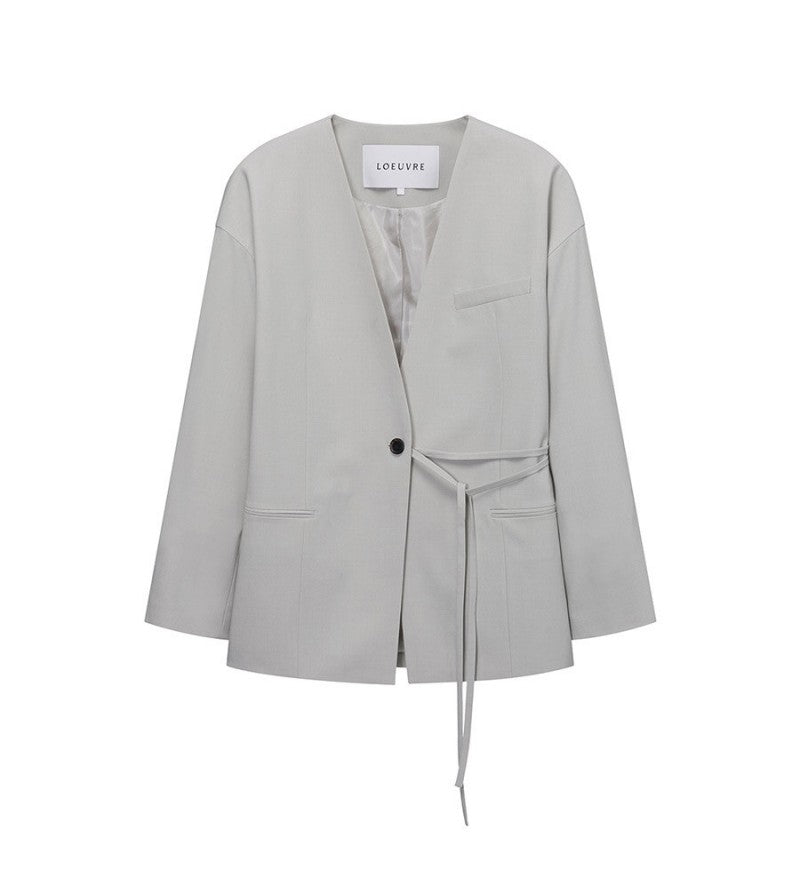 【WE ARE】韓國loeuvreＶ領可束腰西裝外套 SW6SJ6340