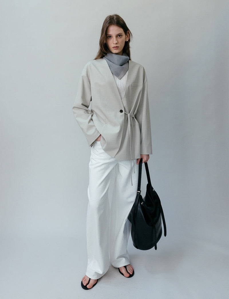 【WE ARE】韓國loeuvreＶ領可束腰西裝外套 SW6SJ6340