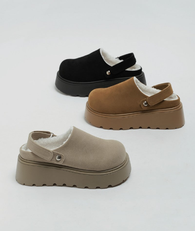 【WE ARE】韓國CHAAKAN 絨毛馬丁麂皮厚底拖 WTSDR4H174