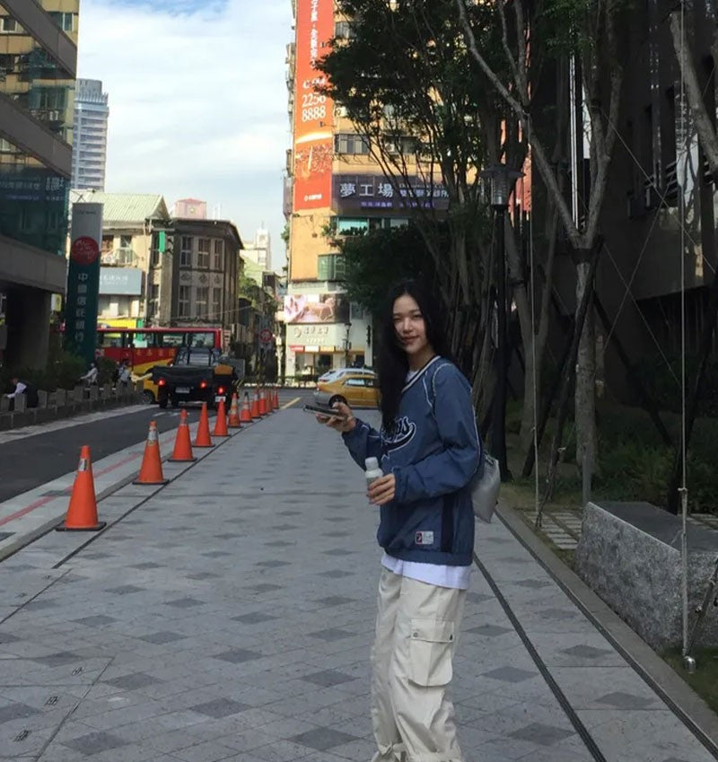 限時折扣【WE ARE】韓國PHYPS休閒V領大學T衛衣PD02LS0045