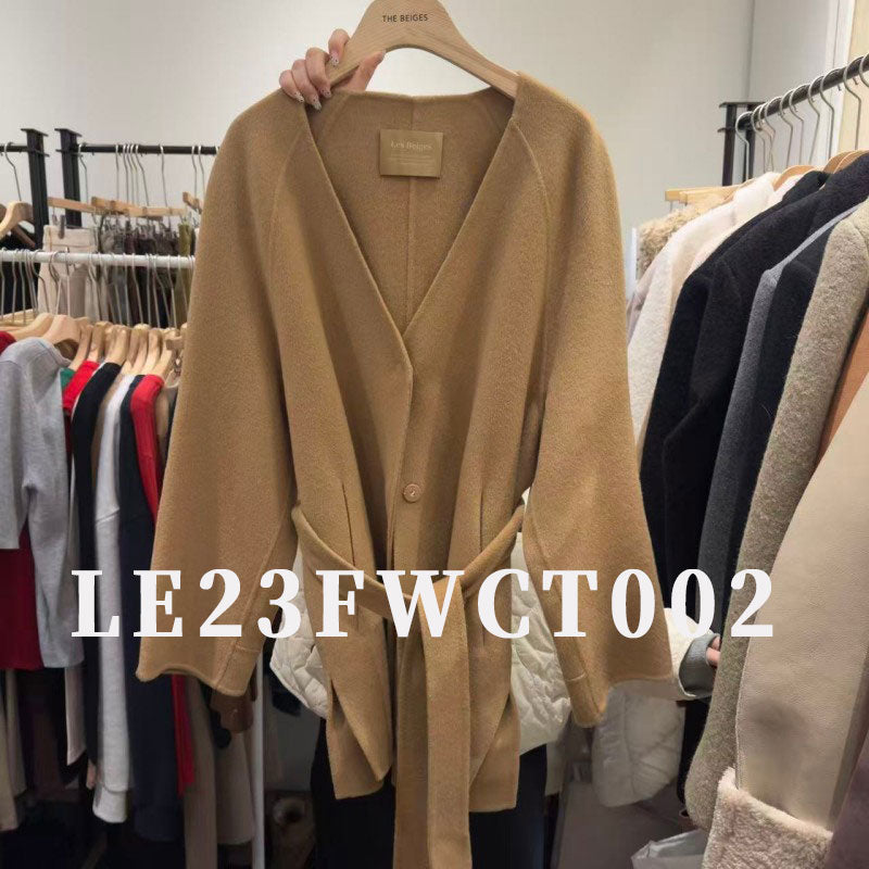 大茜選品【WE ARE】韓國東大門TD 開襟附綁帶100%羊毛外套 LE23FWCT002