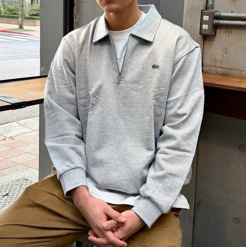 【樣品優惠現貨】 鱷魚折扣男款【WE ARE】韓國LACOSTE半拉鏈領大學T SH197E55N