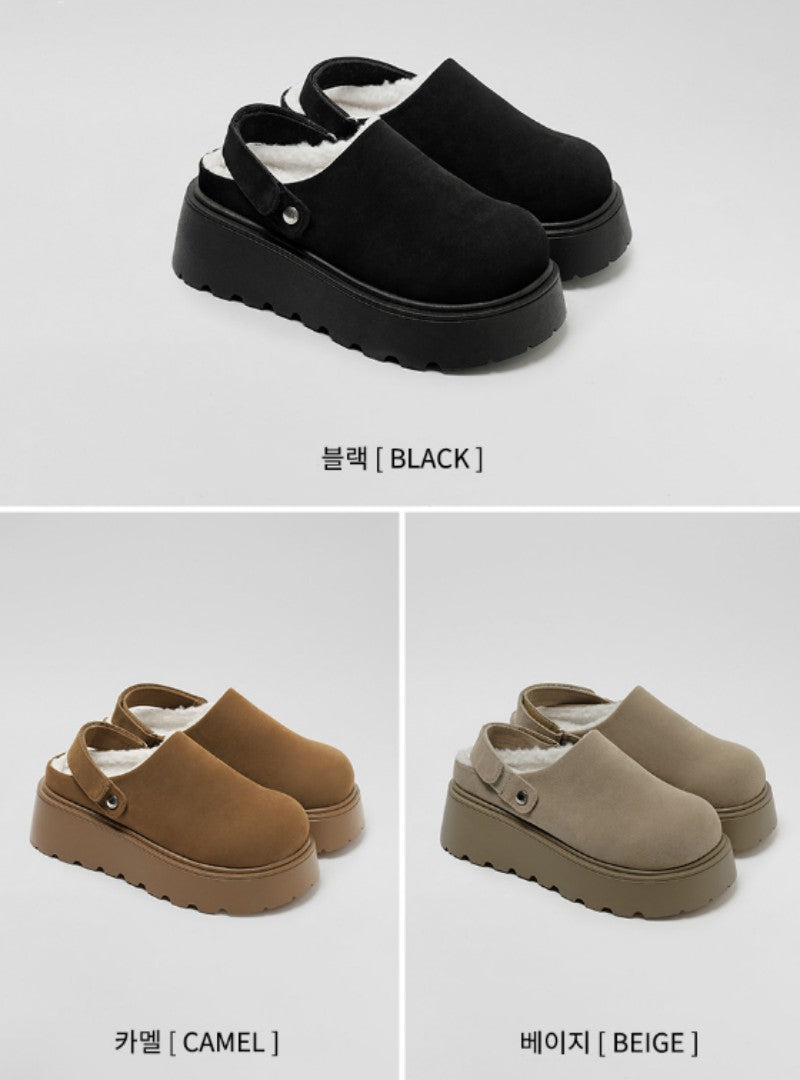 【WE ARE】韓國CHAAKAN 絨毛馬丁麂皮厚底拖 WTSDR4H174