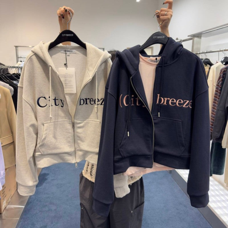 (需排單約等三周)【WE ARE】韓國CITYBREEZE 中性款刺繡logo雙拉鏈連帽外套CTH3ZP83/CTH3ZP03