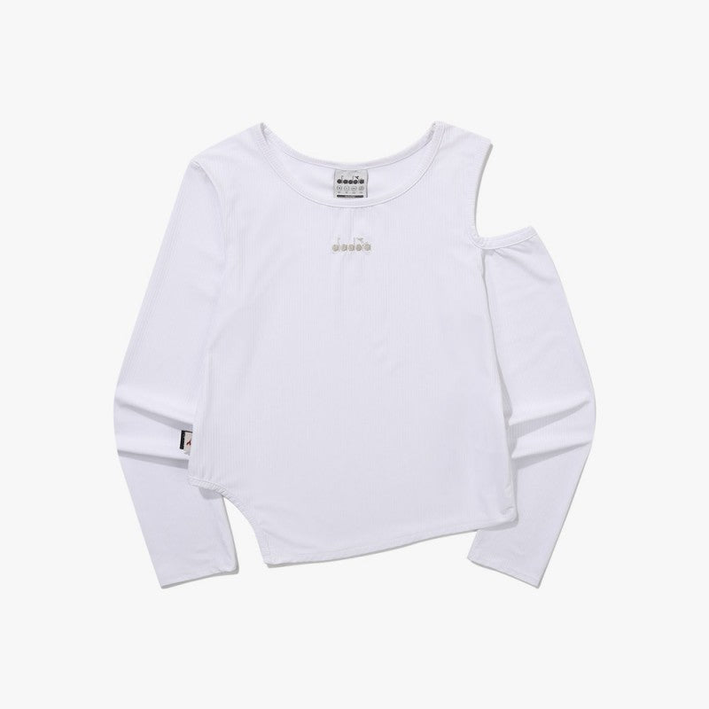 【WE ARE】韓國Diadora 女款露肩下擺不規則上衣  D5322TRL34