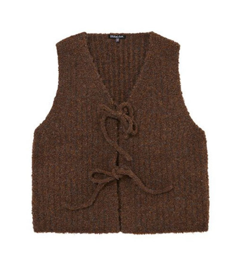 【WE ARE】韓國LAP 前綁帶Ｖ領針織背心 AR4KVB60