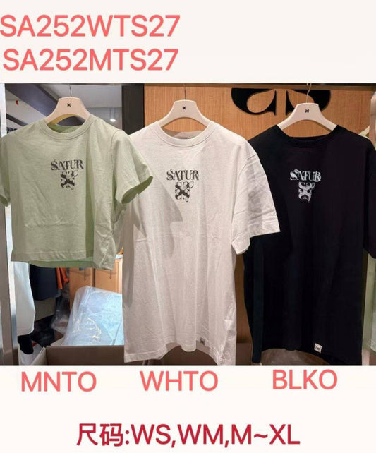 男女同款【WE ARE】韓國Satur小標短袖T恤SA252WTS27/SA252MTS27