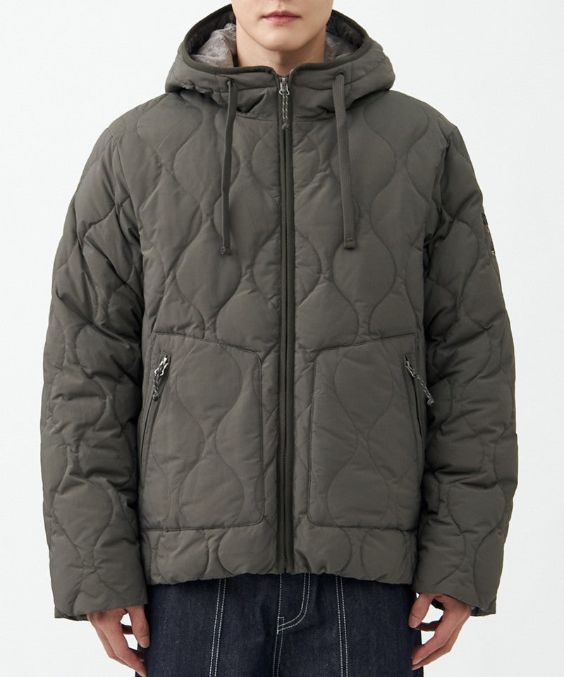 【WE ARE】韓國JEEP 菱紋珊瑚絨＋鴨絨防潑水連帽外套 JQ4JPU304