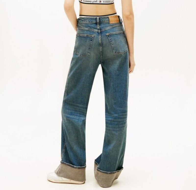 女款【WE ARE】韓國TOMMY JEANS 直筒反折牛仔褲 T32G0NEW33TWT1