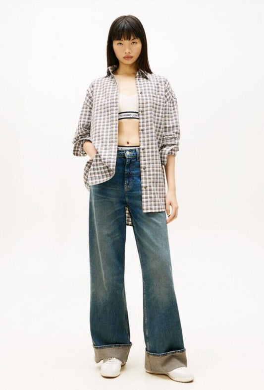 女款【WE ARE】韓國TOMMY JEANS 直筒反折牛仔褲 T32G0NEW33TWT1