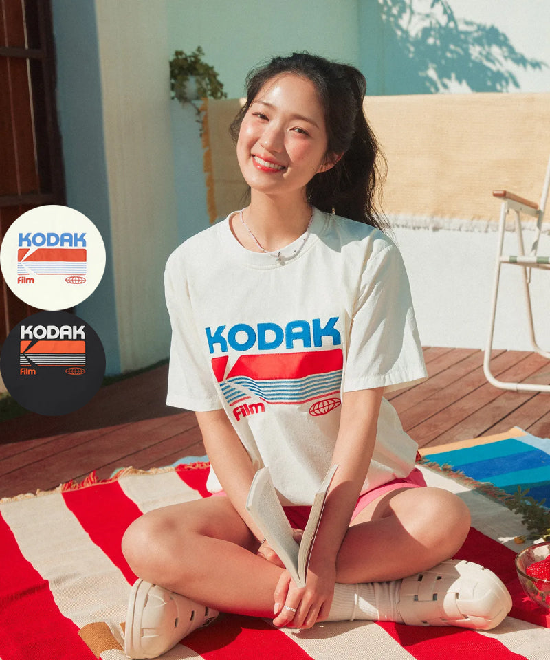 【WE ARE】韓國KODAK柯達 COOLWAVE涼感LOGO梭織短袖T恤 K5223LWTU2