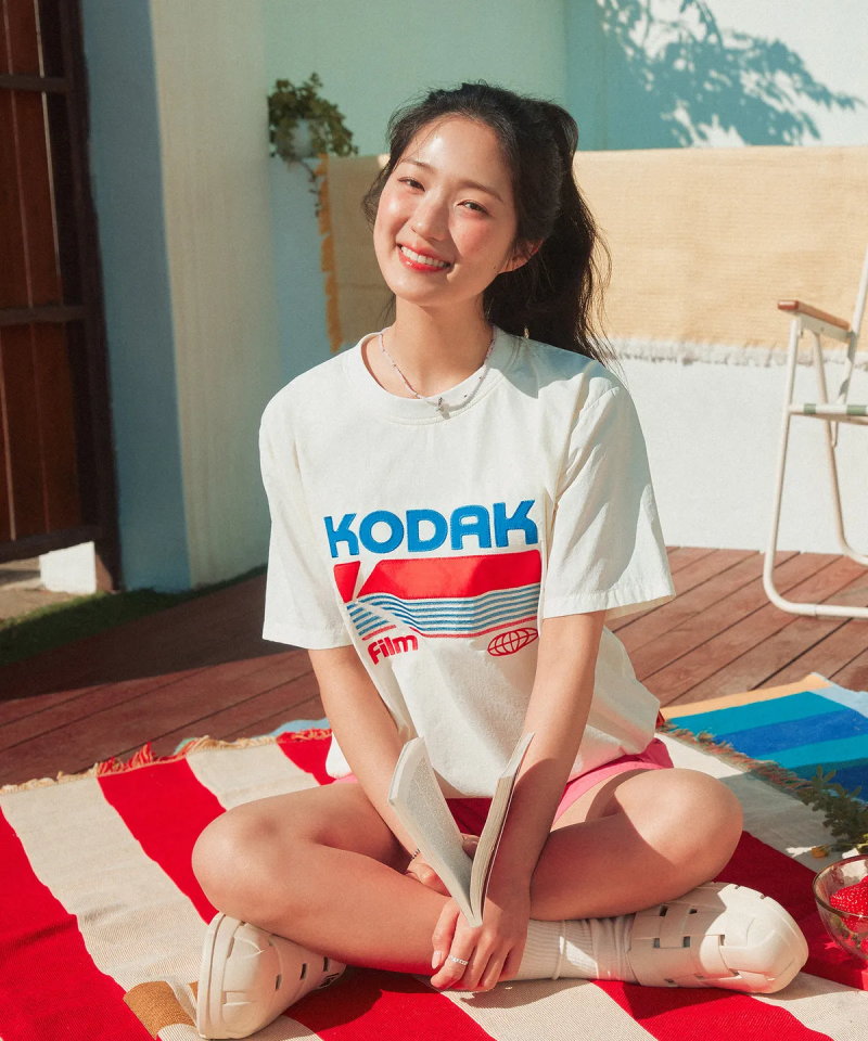 【WE ARE】韓國KODAK柯達 COOLWAVE涼感LOGO梭織短袖T恤 K5223LWTU2