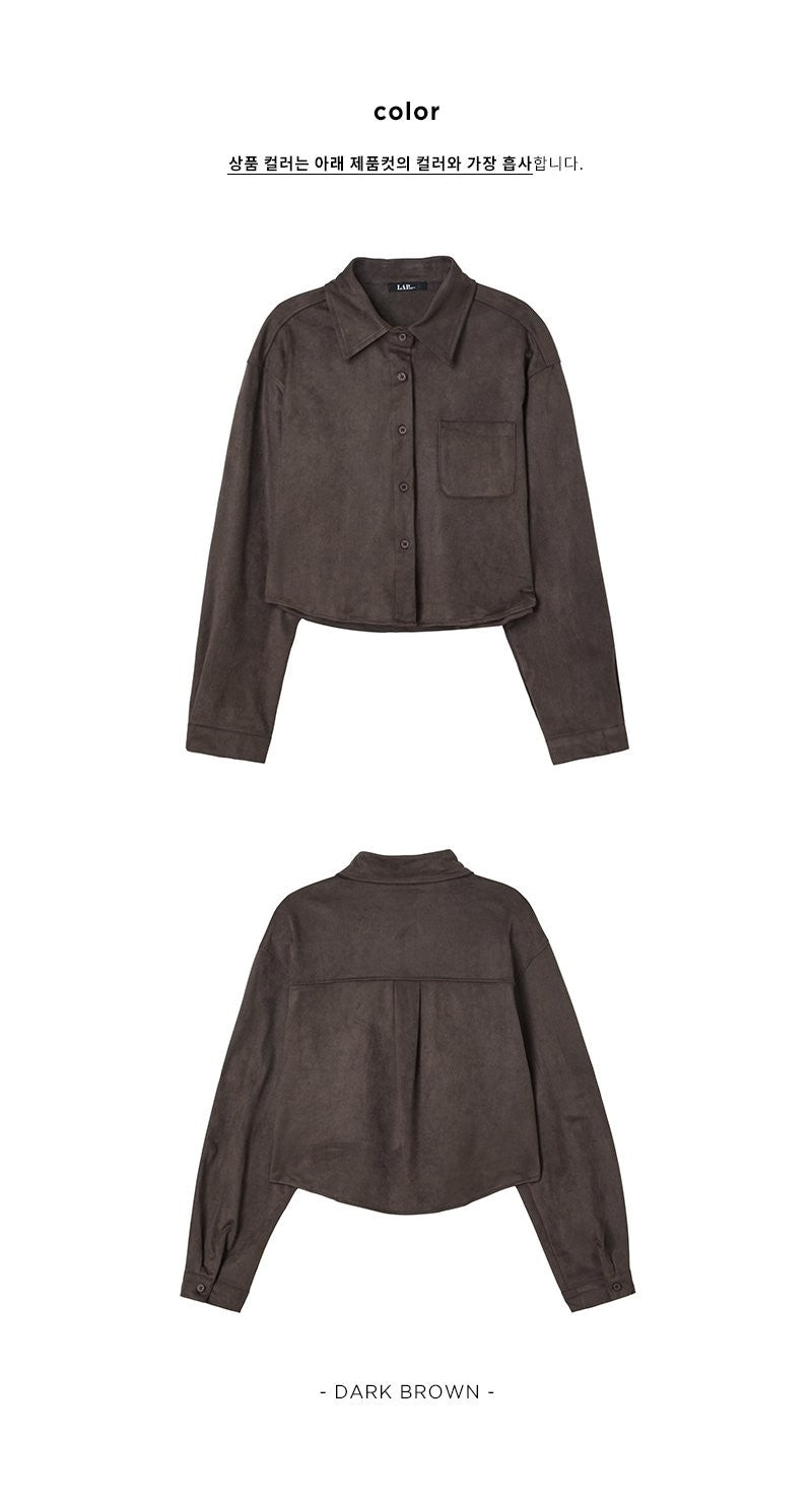 【WE ARE】韓國LAP 麂皮短版襯衫 AR4WBB41