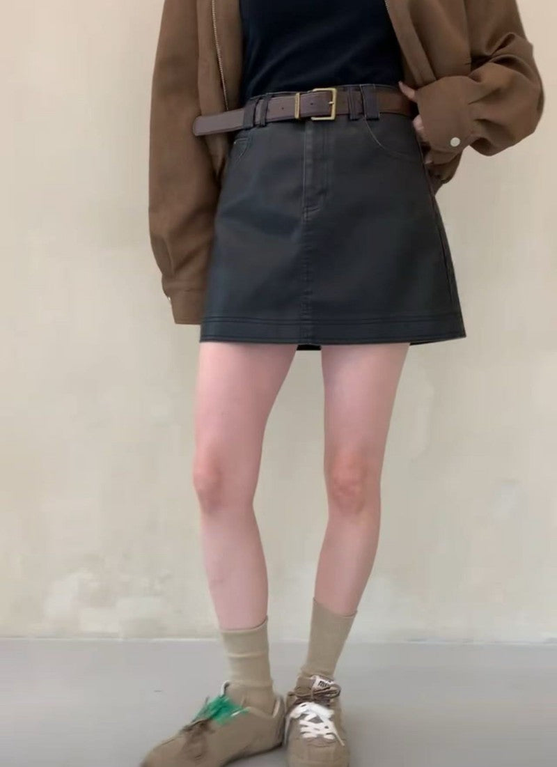 大茜選品【WE ARE】韓國 霧面皮褲裙 20251026-16