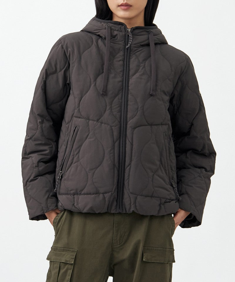 【WE ARE】韓國JEEP 菱紋珊瑚絨＋鴨絨防潑水連帽外套 JQ4JPU304