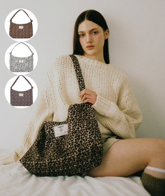 【WE ARE】韓國Leterie時尚豹紋單肩包購物袋LEOPARDSHOULDERBAG
