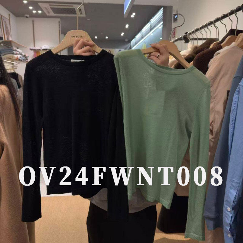 大茜選品【WE ARE】韓國東大門TD 微透長袖打底（絲綢混羊毛） OV24FWNT008