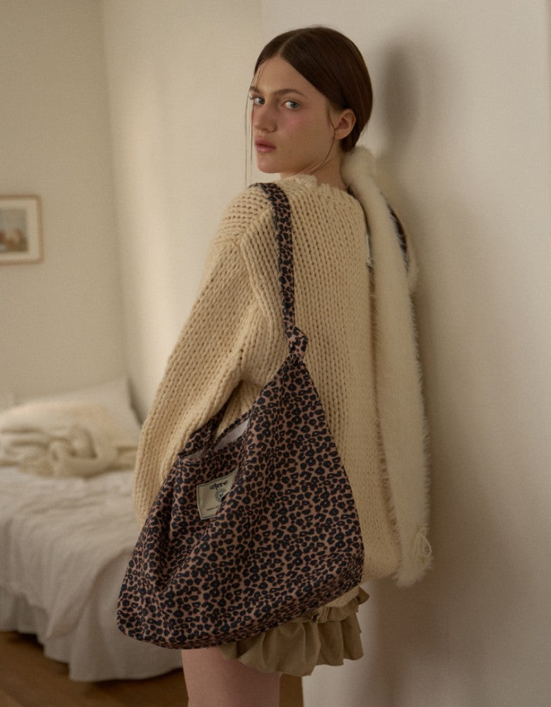 【WE ARE】韓國Leterie時尚豹紋單肩包購物袋LEOPARDSHOULDERBAG