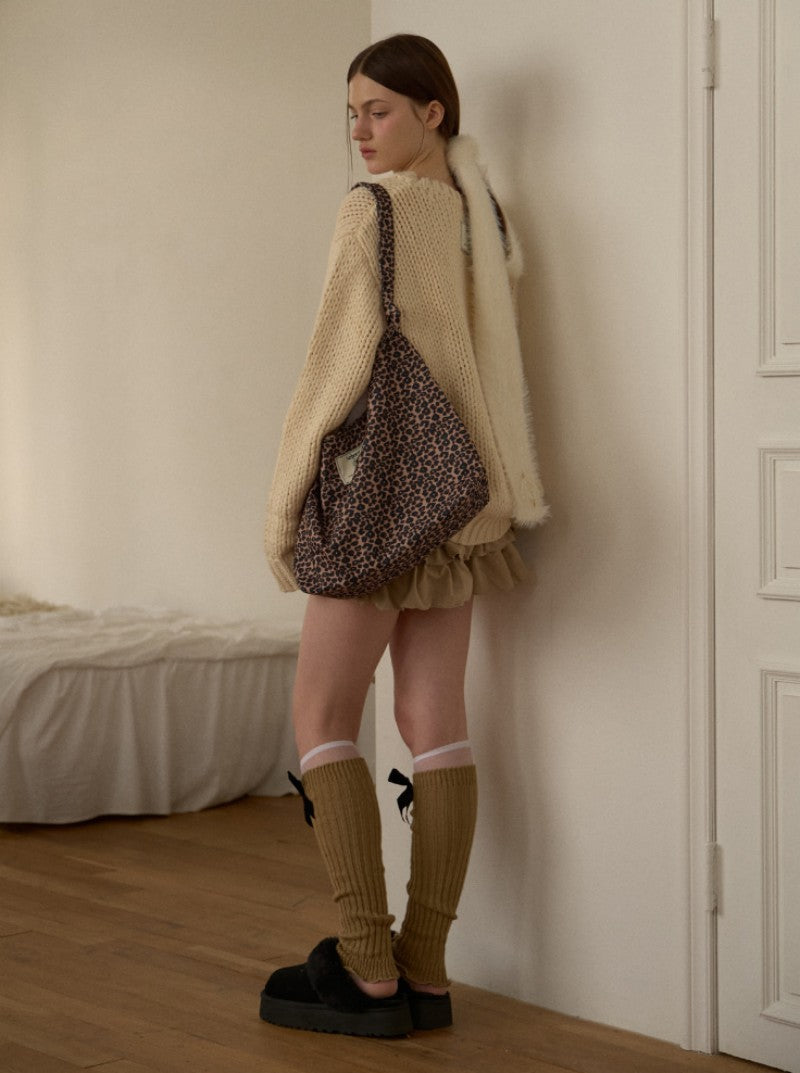 【WE ARE】韓國Leterie時尚豹紋單肩包購物袋LEOPARDSHOULDERBAG