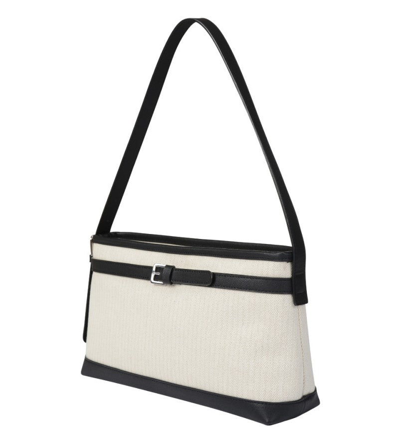 【WE ARE】韓國ANOETIC法式皮帶帆布肩背包 ANCCANVASBELTSHOULDER
