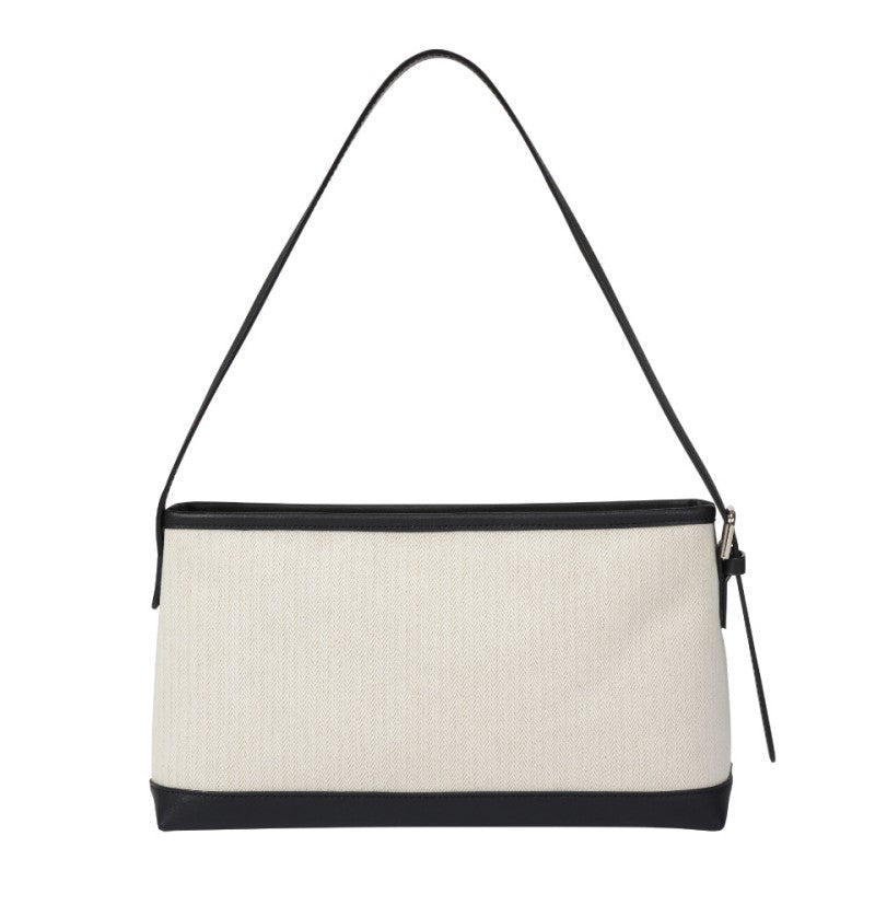 【WE ARE】韓國ANOETIC法式皮帶帆布肩背包 ANCCANVASBELTSHOULDER