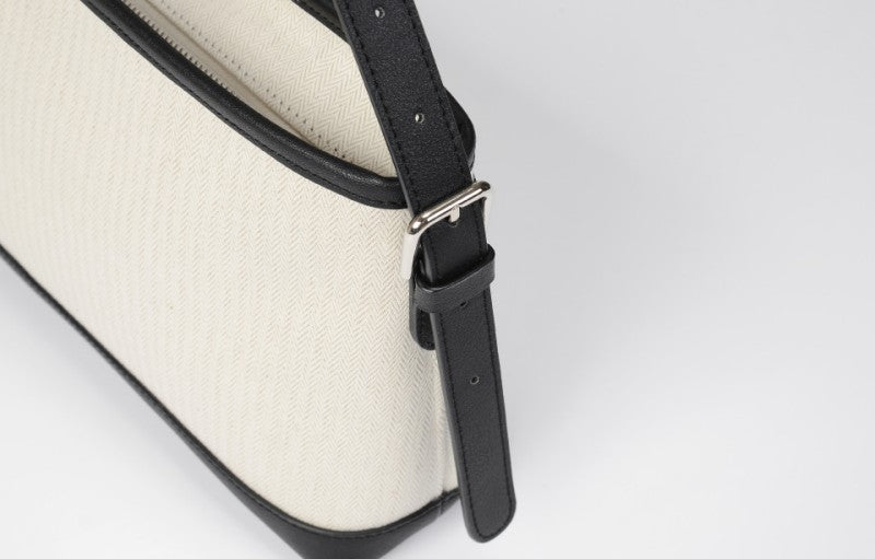 【WE ARE】韓國ANOETIC法式皮帶帆布肩背包 ANCCANVASBELTSHOULDER