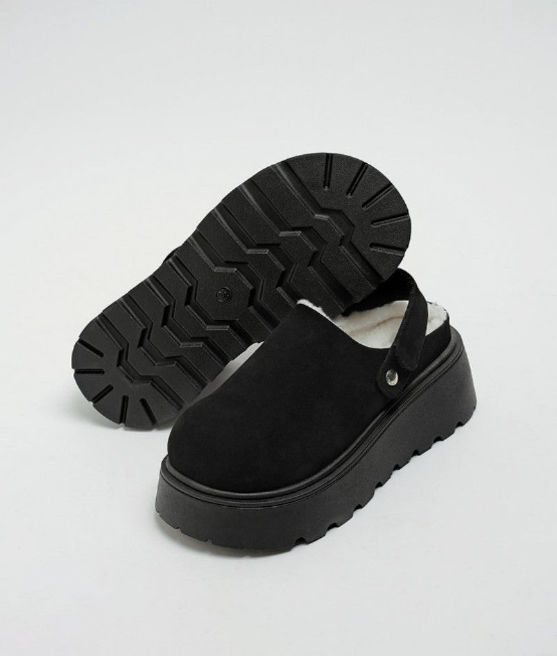 【WE ARE】韓國CHAAKAN 絨毛馬丁麂皮厚底拖 WTSDR4H174