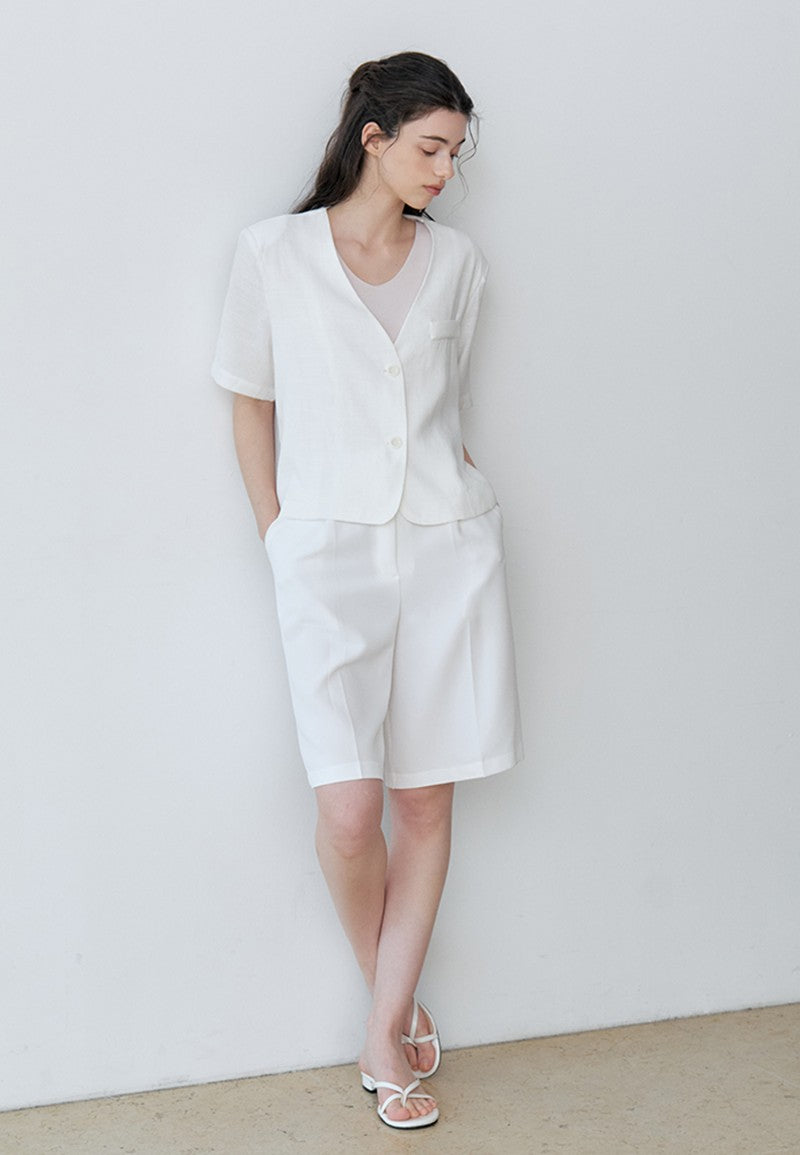 【WE ARE】韓國LE STUDIO棉麻短袖西外 LS262JK006C