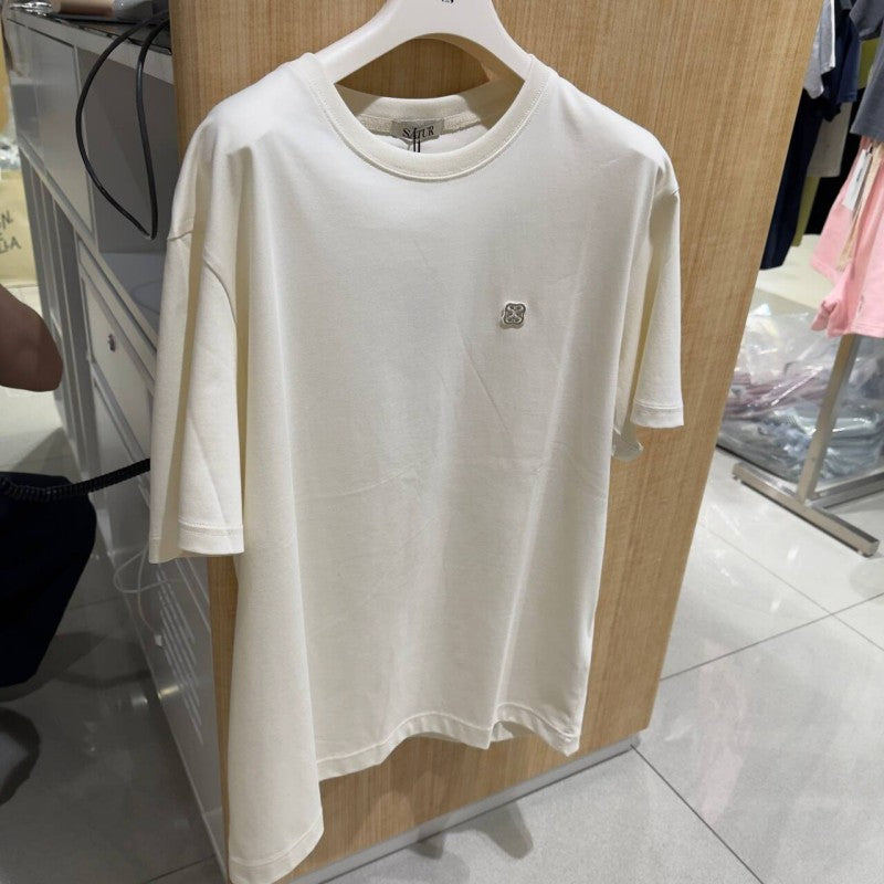 買一贈一 【WE ARE】韓國Satur男女同款 刺繡小標短袖T恤SA252UTS44