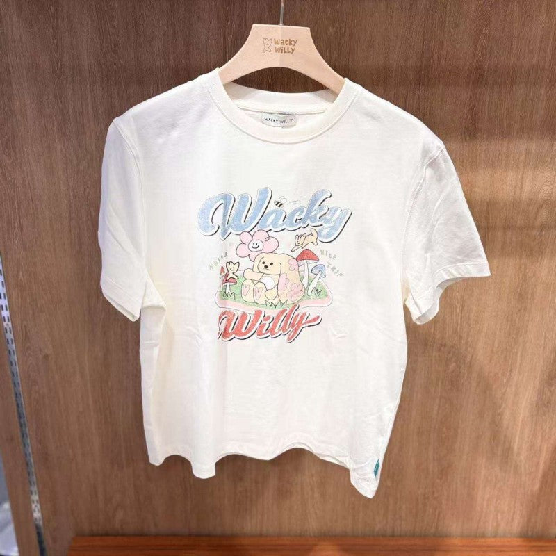 女款【WE ARE】韓國wacky Willy 小花小狗短袖T恤WA2502ST74