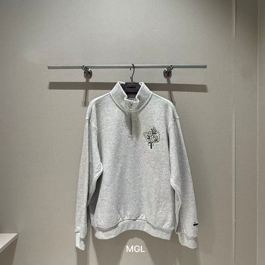 【WE ARE】韓國Diadora休閒半拉鏈領大學T衛衣D6123LFS93