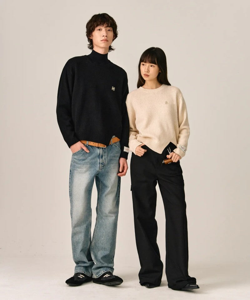 男女同款【WE ARE】韓國Satur休閒不規則針織毛衣SA243UKT38