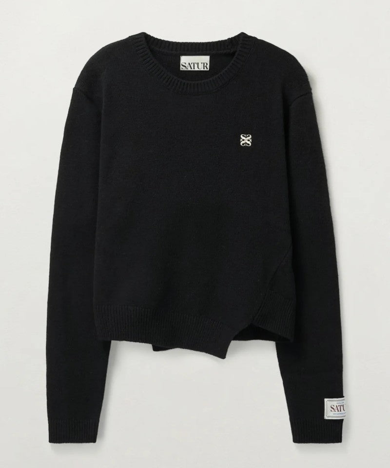 男女同款【WE ARE】韓國Satur休閒不規則針織毛衣SA243UKT38