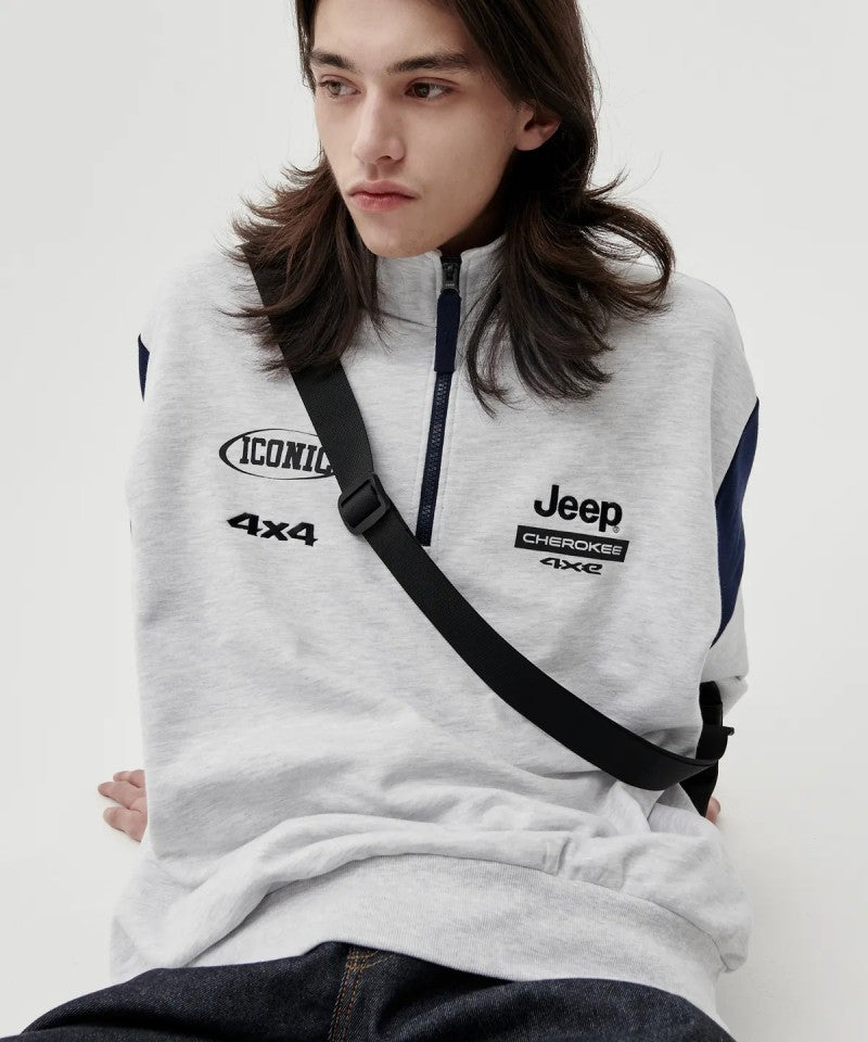 【WE ARE】韓國JEEP半拉鏈翻領大學T衛衣JP5TSU837