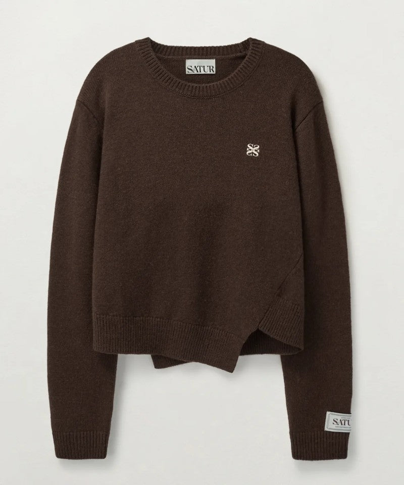 男女同款【WE ARE】韓國Satur休閒不規則針織毛衣SA243UKT38