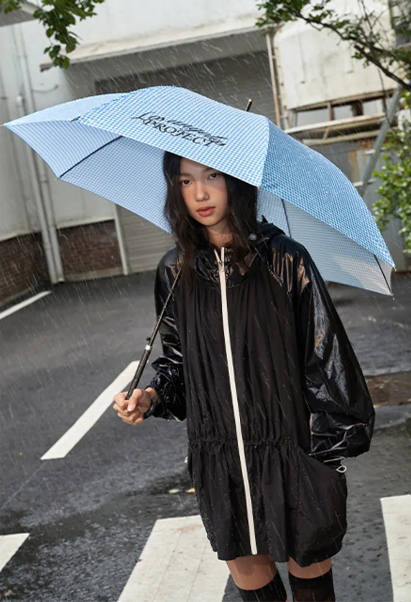 【WE ARE】韓國LAP 連帽撞色拉鍊雨衣（可束腰）  AQ7WZ860