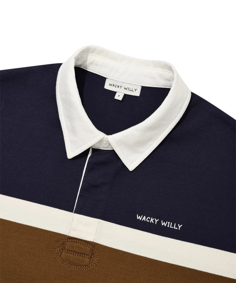 【WE ARE】韓國wacky Willy 寬條紋POLO上衣 WA2503LT63