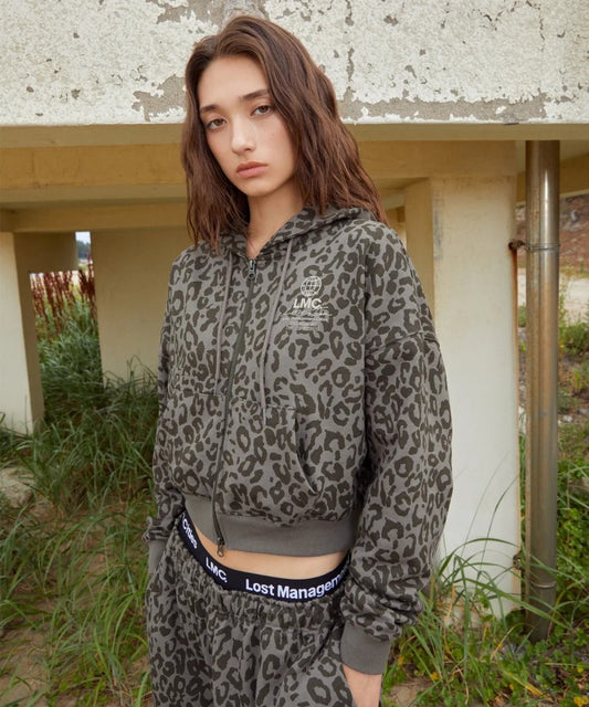 【WE ARE】韓國LMC 女款豹紋短版連帽外套 0LM45FHZ891