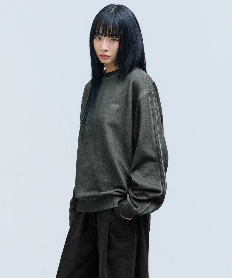 男女同款【WE ARE】韓國FILLUMINATE做舊圓領大學T衛衣FBEFUTM001