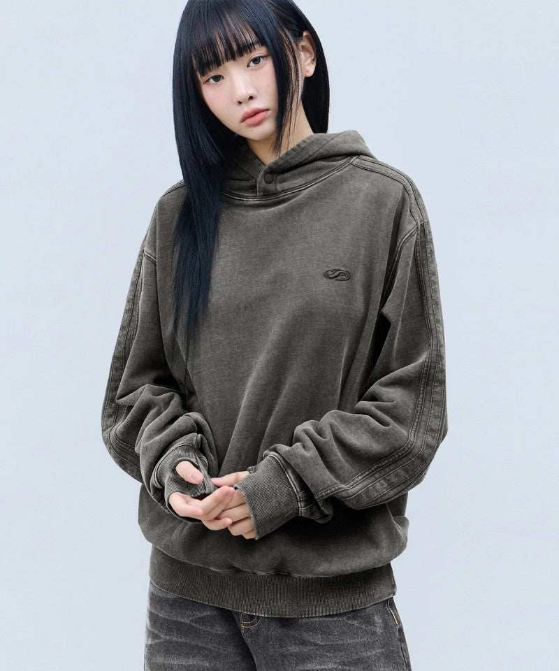 男女同款【WE ARE】韓國FILLUMINATE做舊連帽大學T衛衣FBEFUTH002