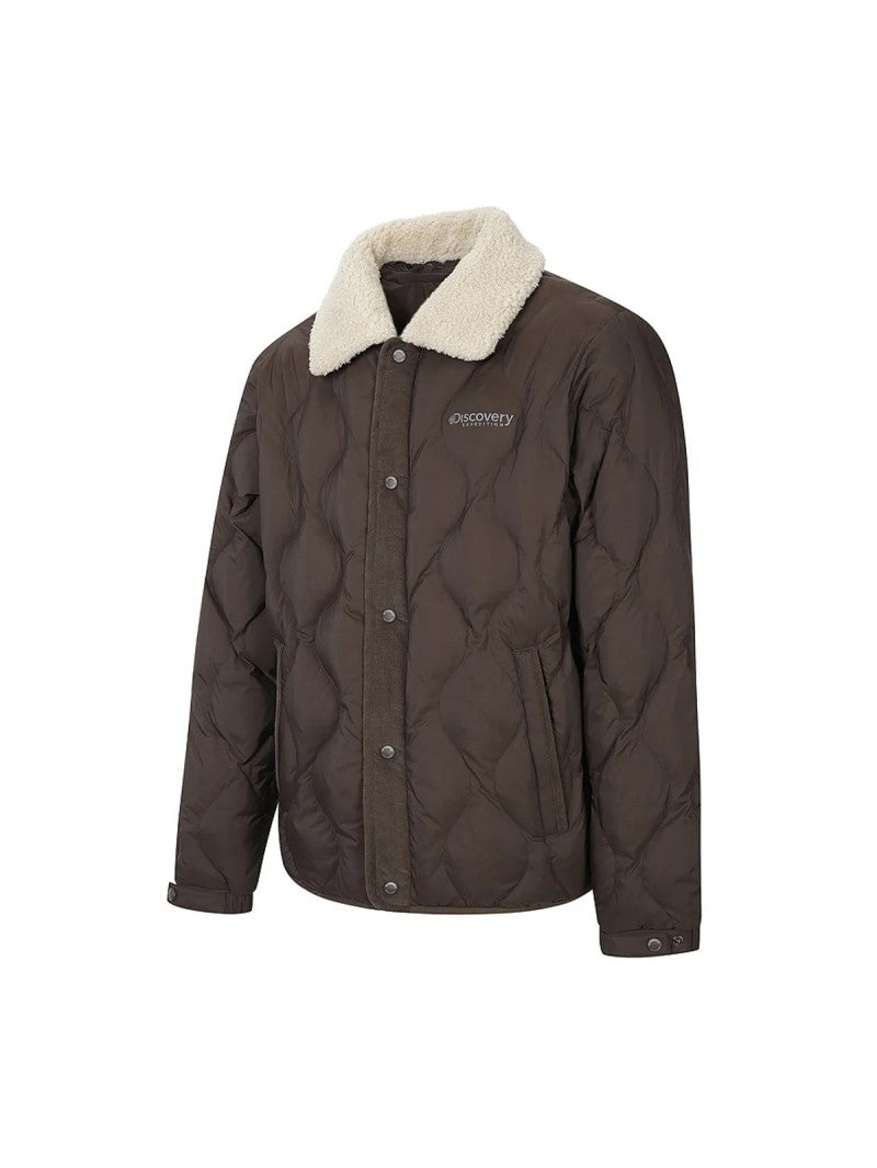 男款【WE ARE】韓國Discovery 羊羔毛翻領鴨絨羽絨夾克 DMDJ81056