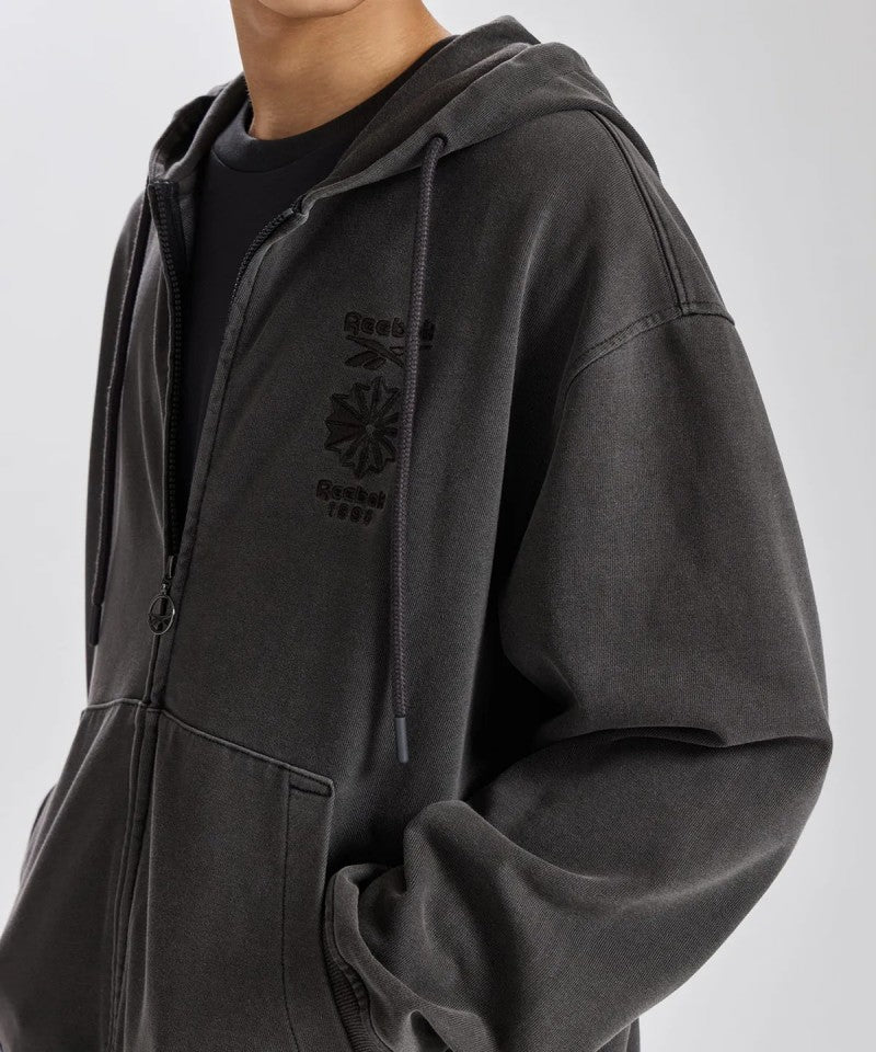 男款【WE ARE】韓國reebok 刺繡雙拉鏈連帽外套 REJU5FZ41