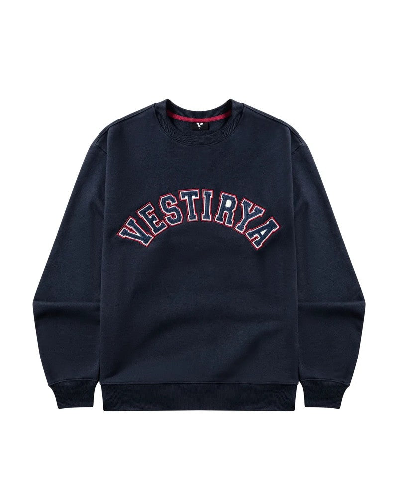 【WE ARE】韓國VESTIRYA刺繡圓領大學T衛衣VE2503CR001