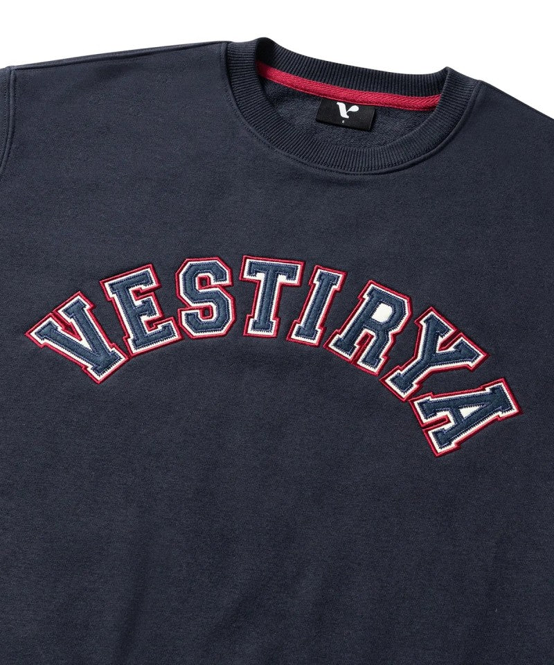 【WE ARE】韓國VESTIRYA刺繡圓領大學T衛衣VE2503CR001