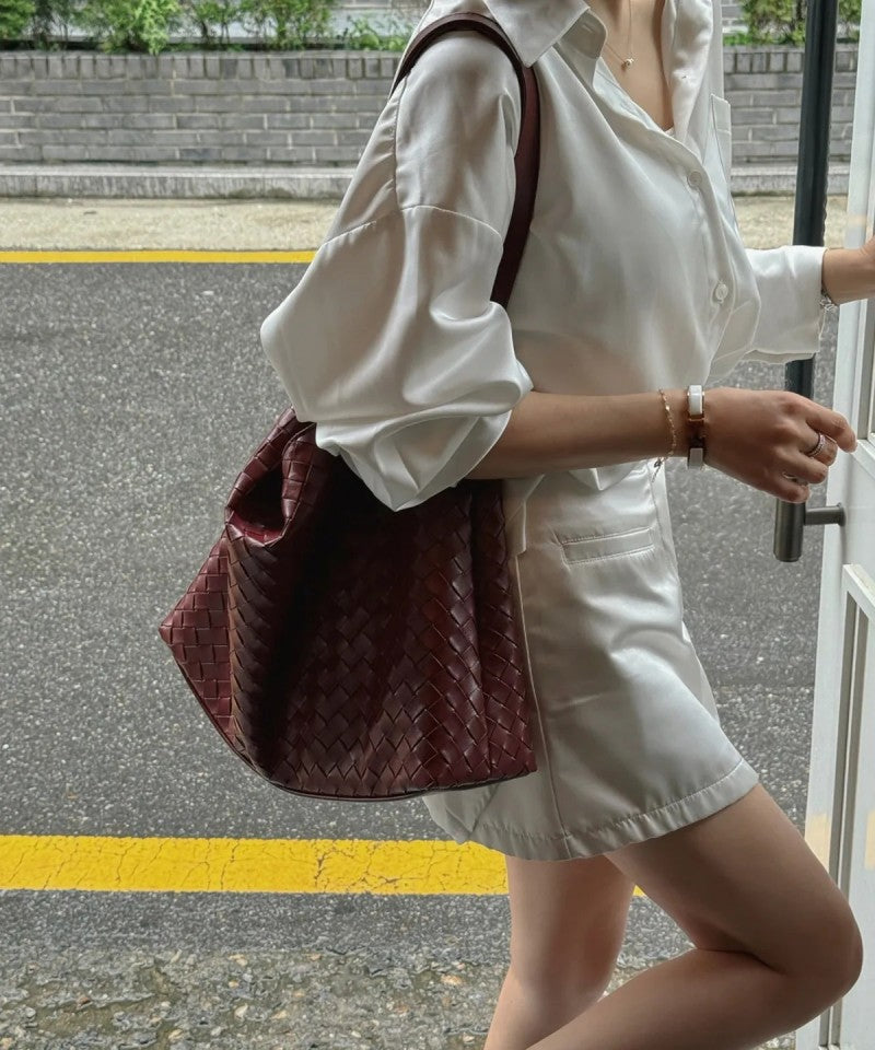 【WE ARE】韓國ANOETIC休閒編織單肩包ANCWEAVINGMESHBAG