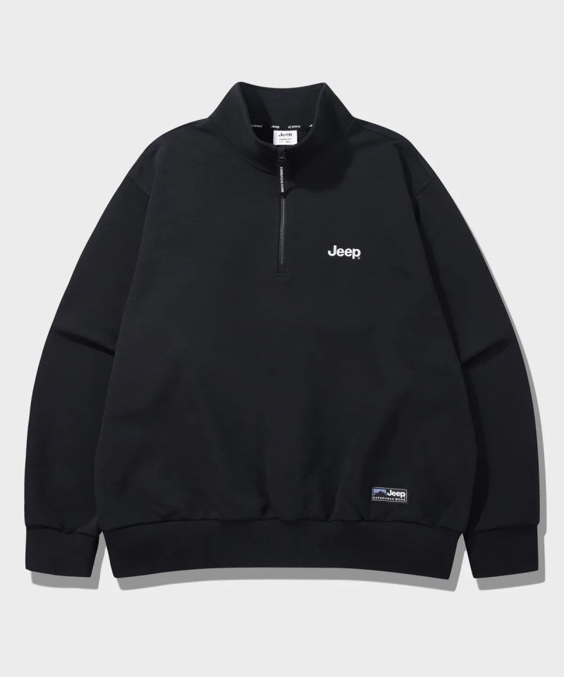 中性版【WE ARE】韓國JEEP 刺繡半拉鏈大學T JR5TSU838