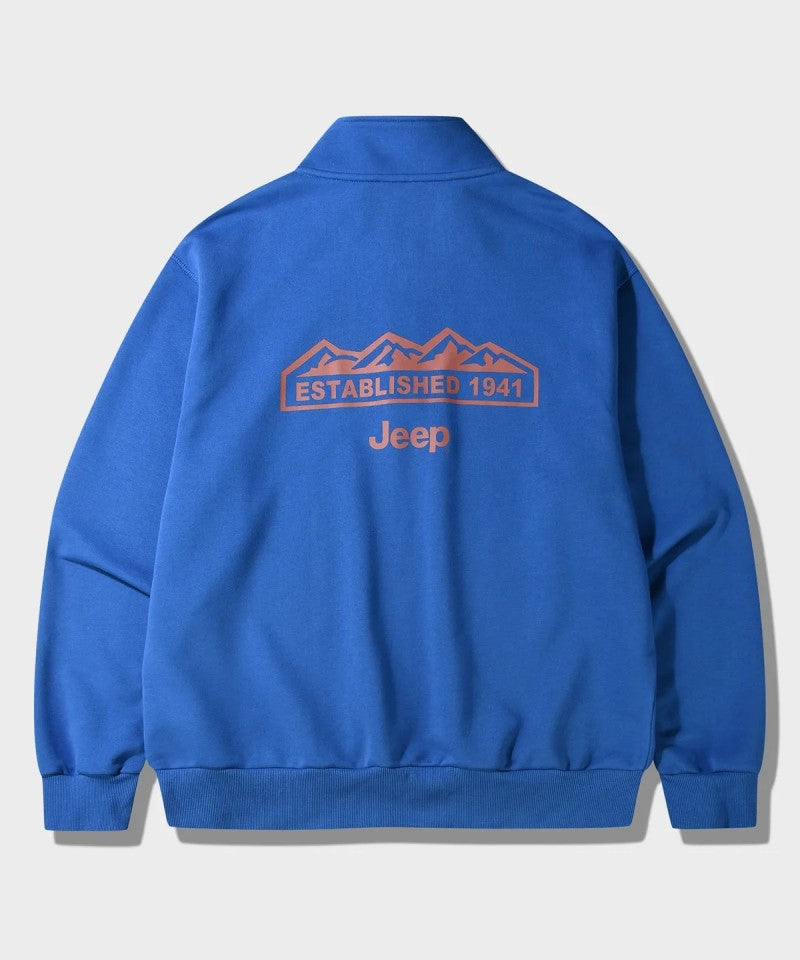 中性版【WE ARE】韓國JEEP 刺繡半拉鏈大學T JR5TSU838