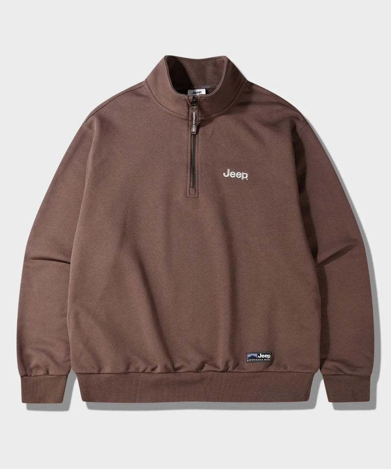 中性版【WE ARE】韓國JEEP 刺繡半拉鏈大學T JR5TSU838