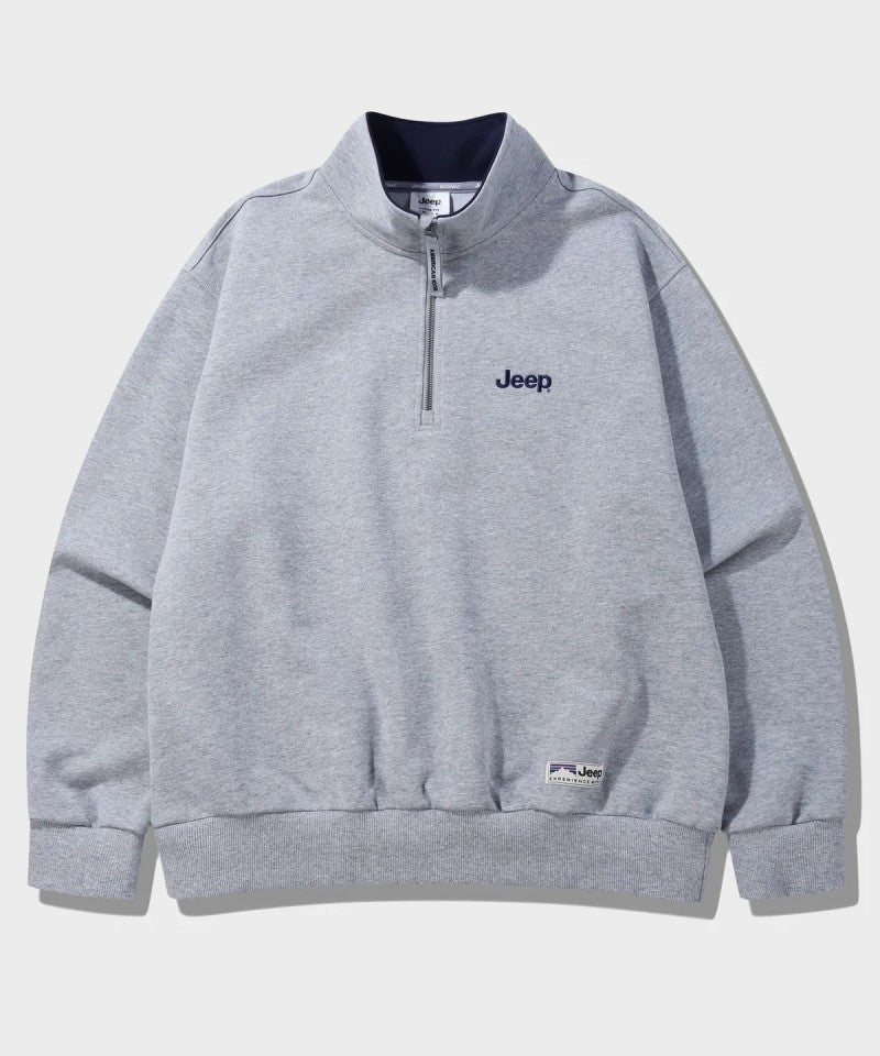 中性版【WE ARE】韓國JEEP 刺繡半拉鏈大學T JR5TSU838