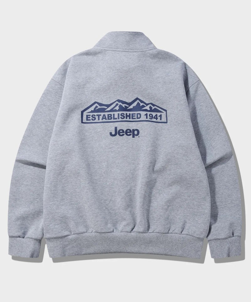 中性版【WE ARE】韓國JEEP 刺繡半拉鏈大學T JR5TSU838